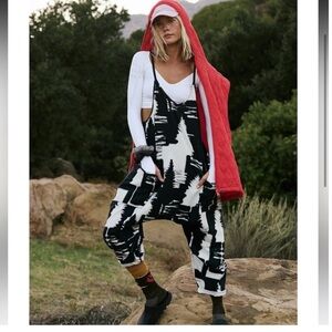 Free People Movement Hot Shot Forrest Black and White Jumpsuit Onesie Medium